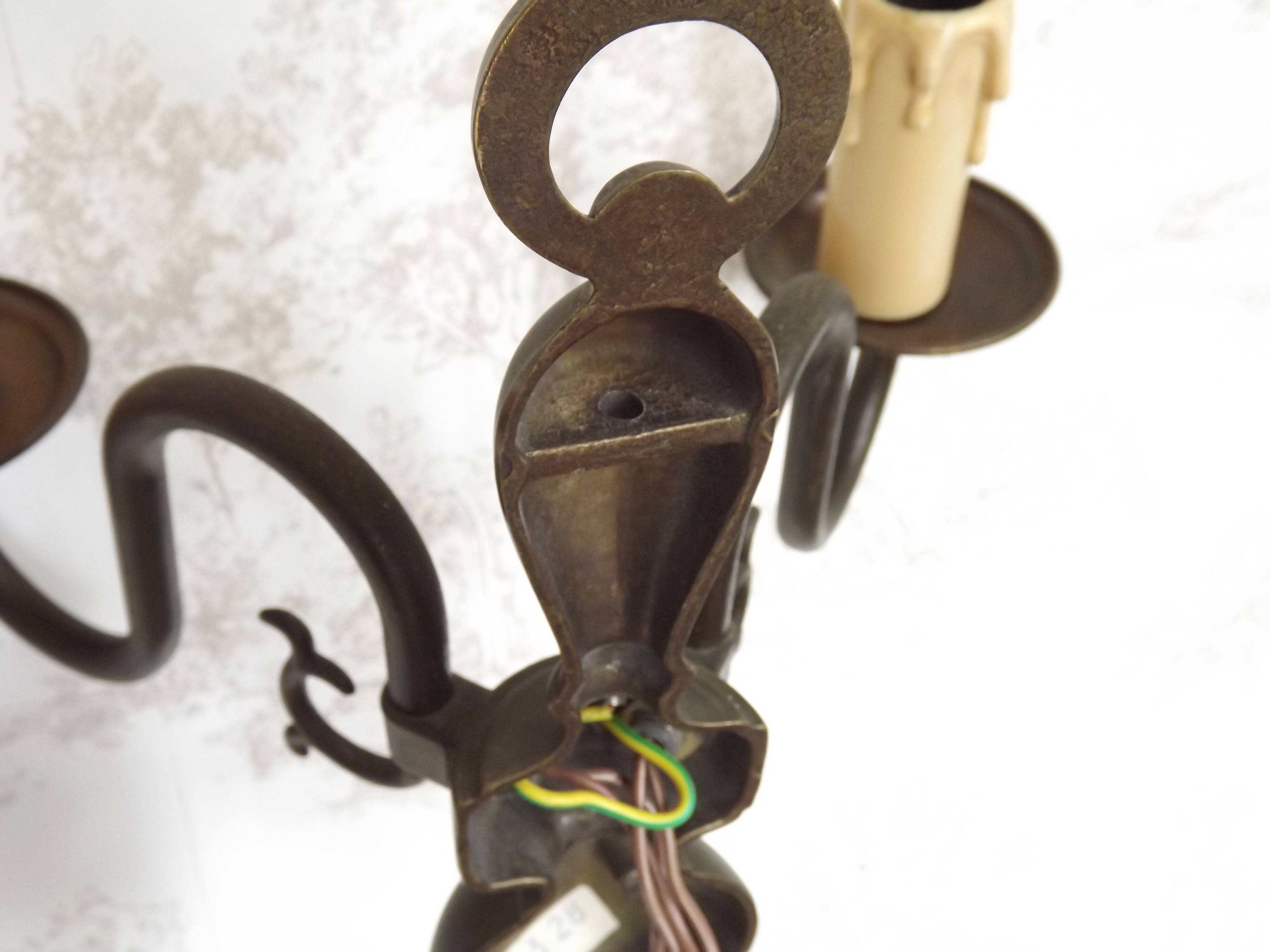 French Vintage Double Light Bronze Vintage Flemish Style Wall Light 5352