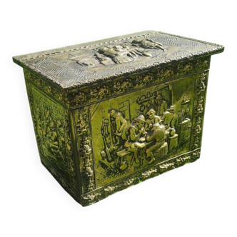Coffret en laiton et bois ancien