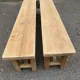 2 stripped farmhouse benches in solid oak, 1970, 175cm.