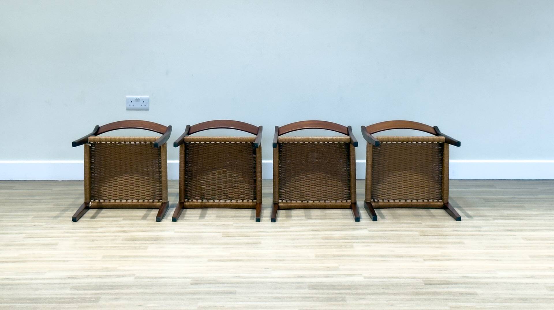 Danish chairs in teak and paper cord by Poul Volther (1960)