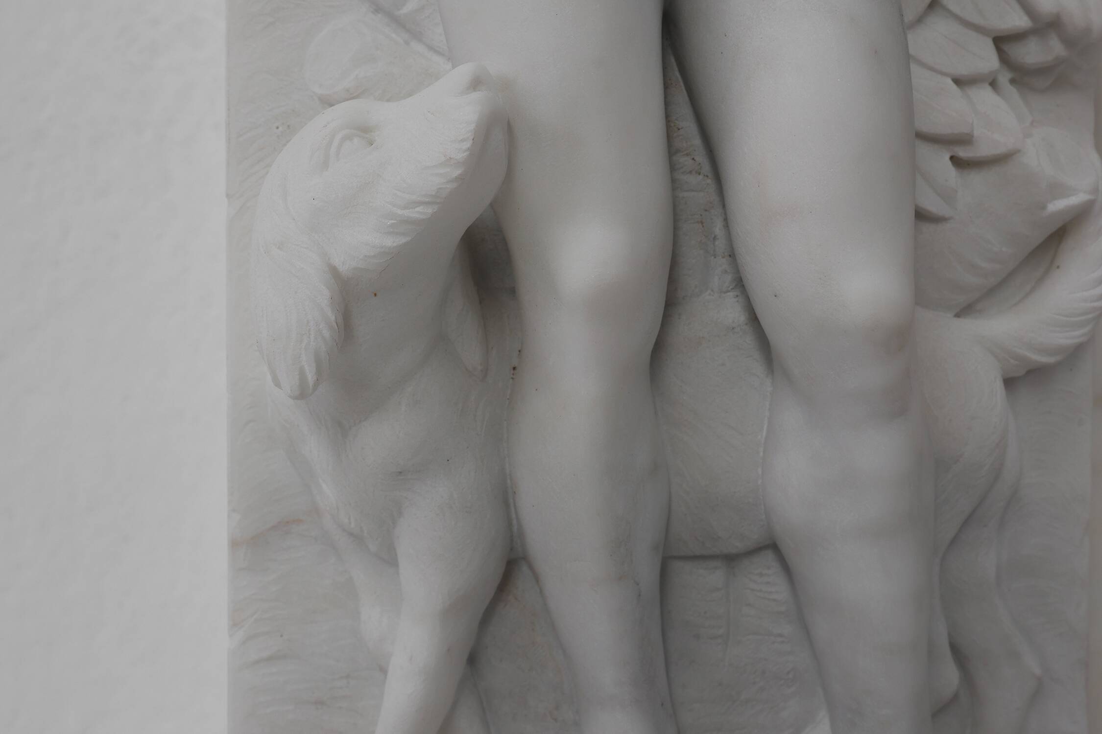 French Carrara marble fire place with Adam and Eve decoration