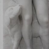 French Carrara marble fire place with Adam and Eve decoration