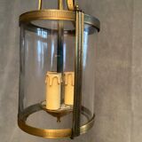 Brass vestibule lantern chandelier and glass cylinder
