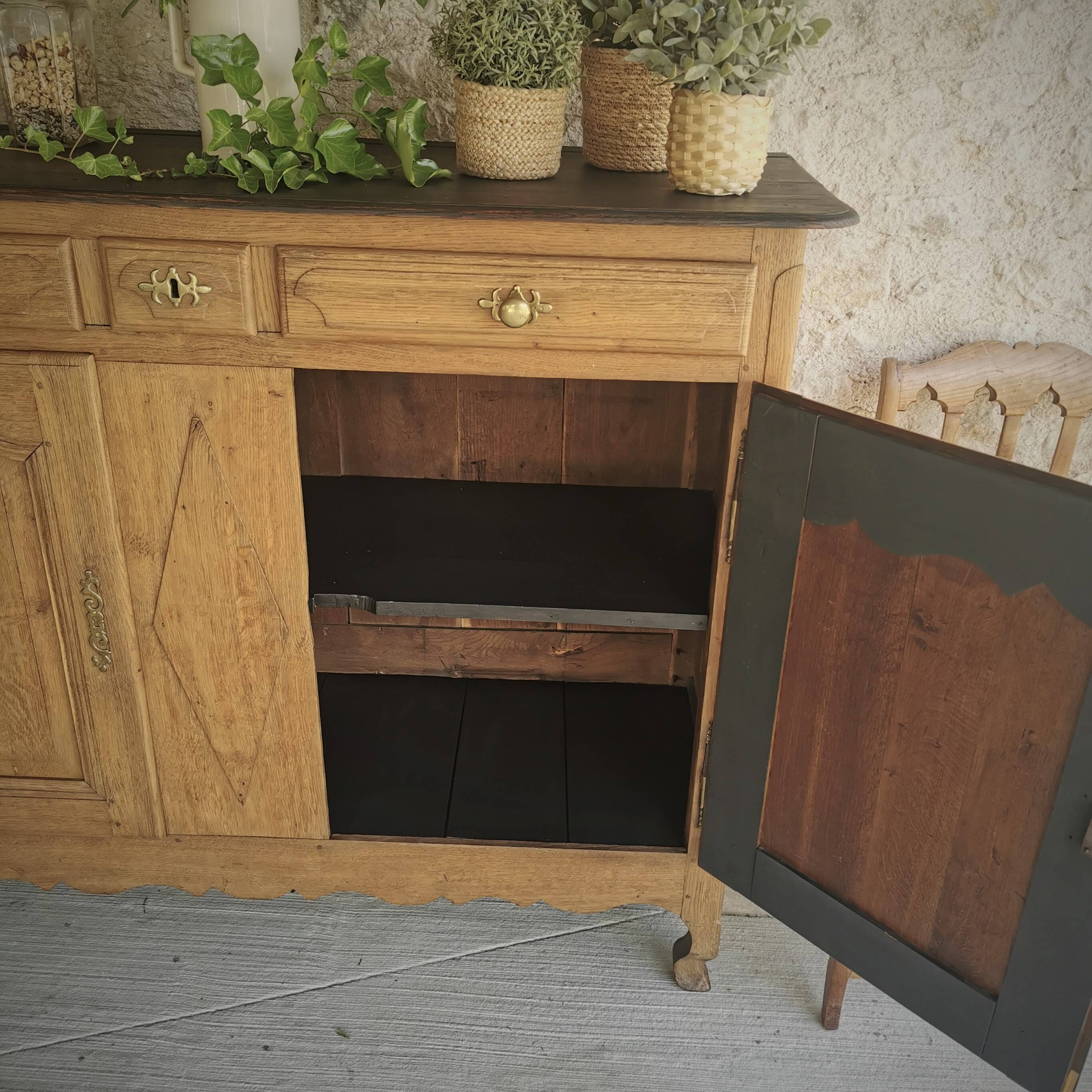 3/4 oak Flemish spent grain sideboard