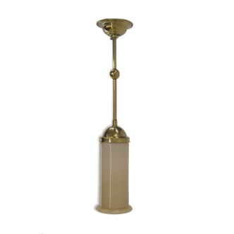 Art Deco Brass and Glass Pendant, 1930s