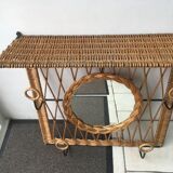 Coat hook and mirror in rattan
