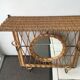 Coat hook and mirror in rattan