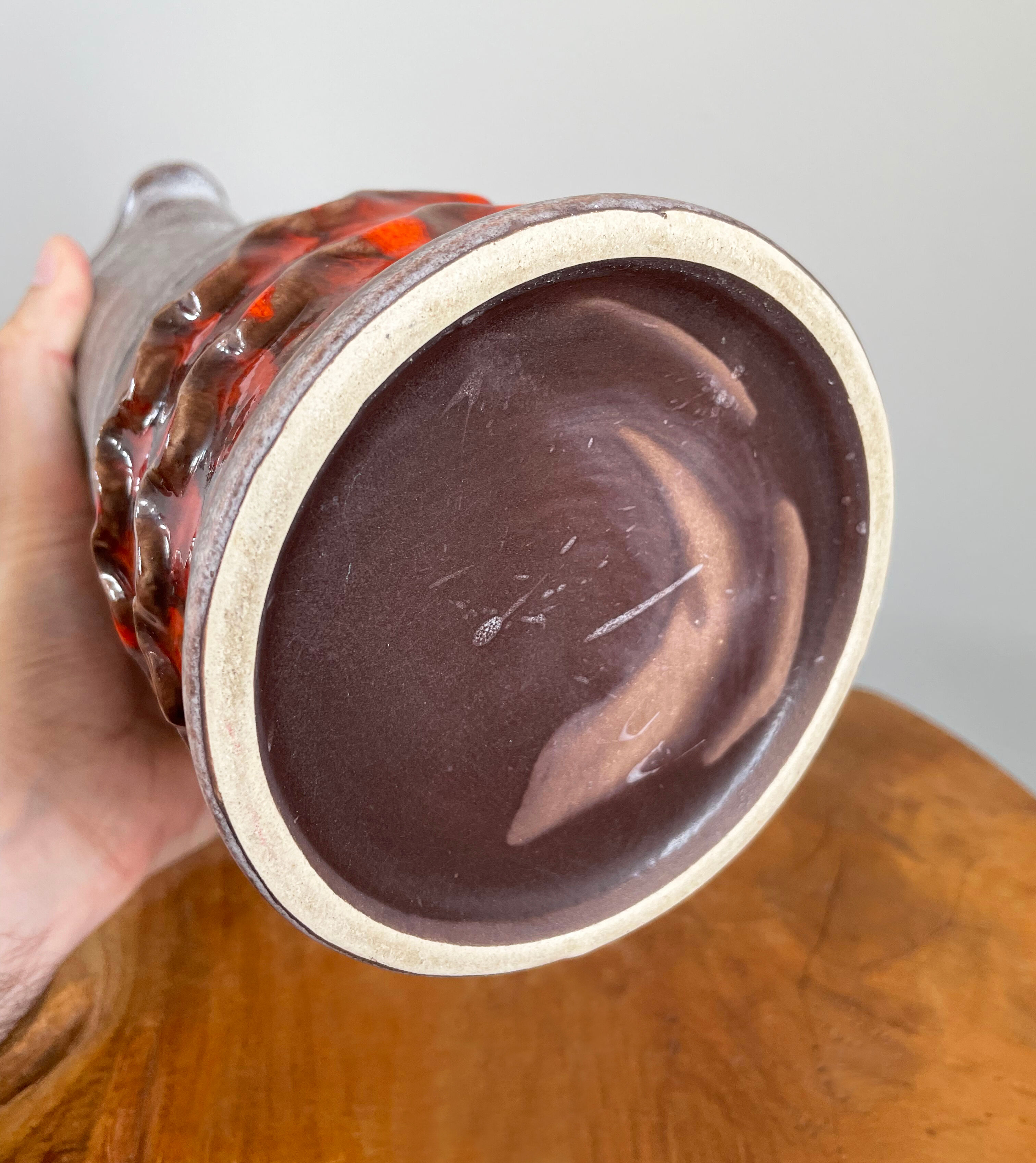 Jasba orange-grey vase/jug, bunte welt der keramik (colorful world of ceramics), west german pottery