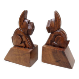 Pair of bookends 1930, wooden dogs
