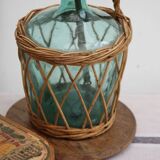 Glass and wicker demijohn