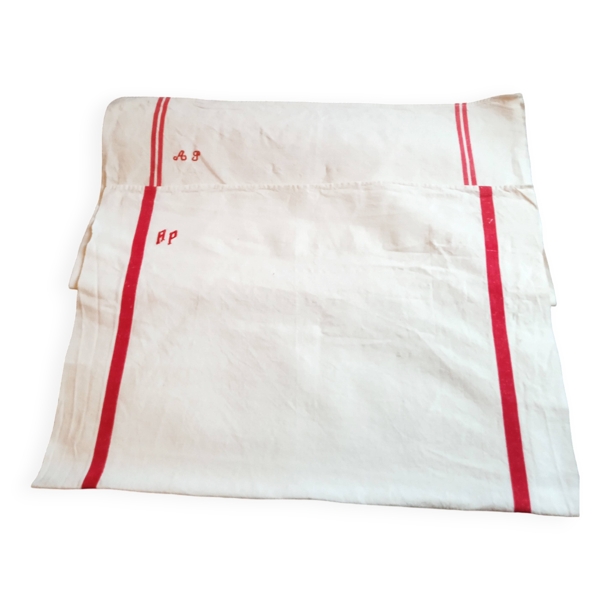 2 large old linen tea towels