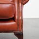 Elegant smooth English cowhide leather Chesterfield wingback armchair