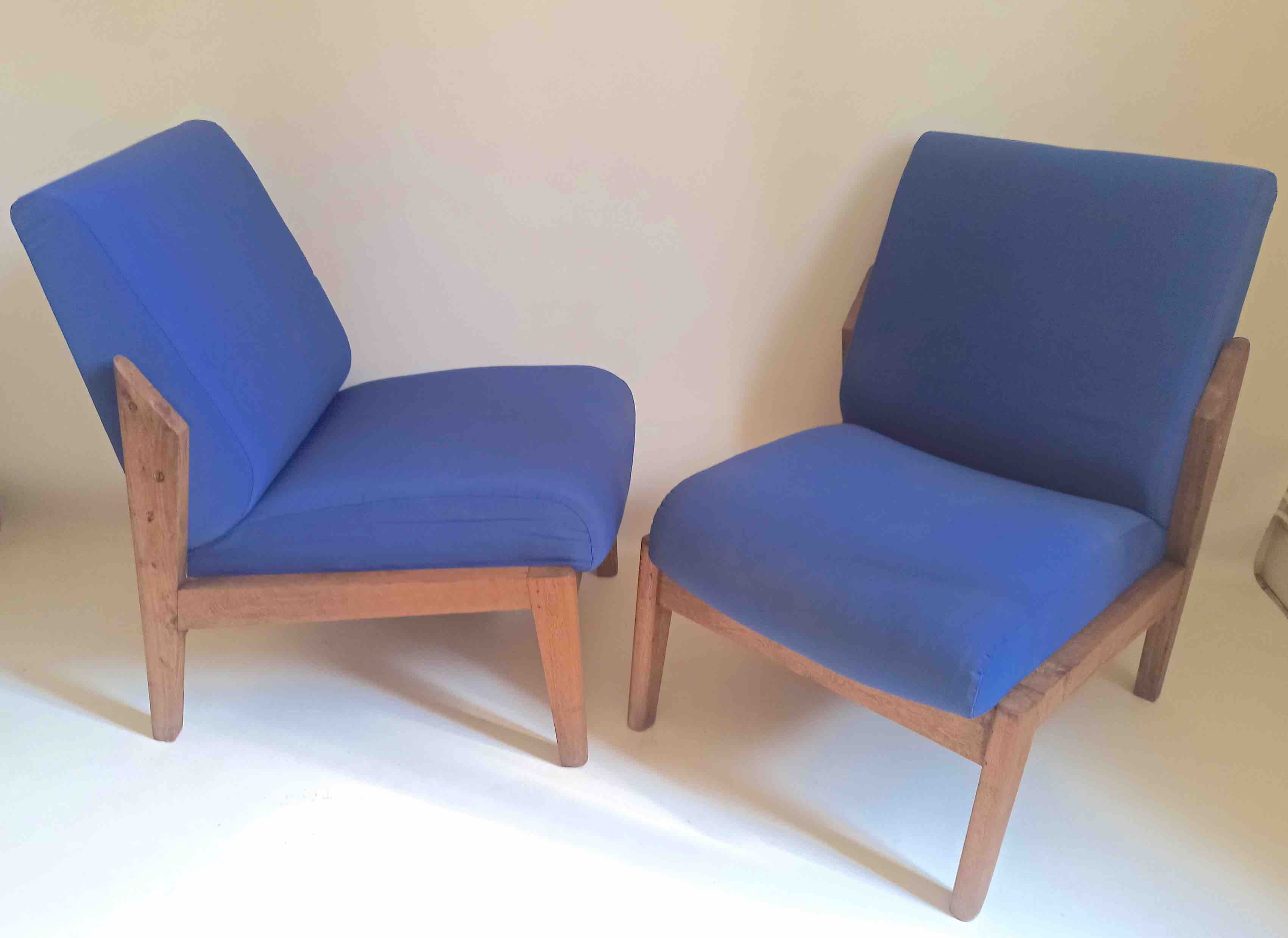 Pair of solid teak armchairs 50s