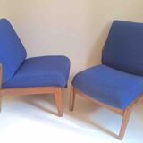 Pair of solid teak armchairs 50s