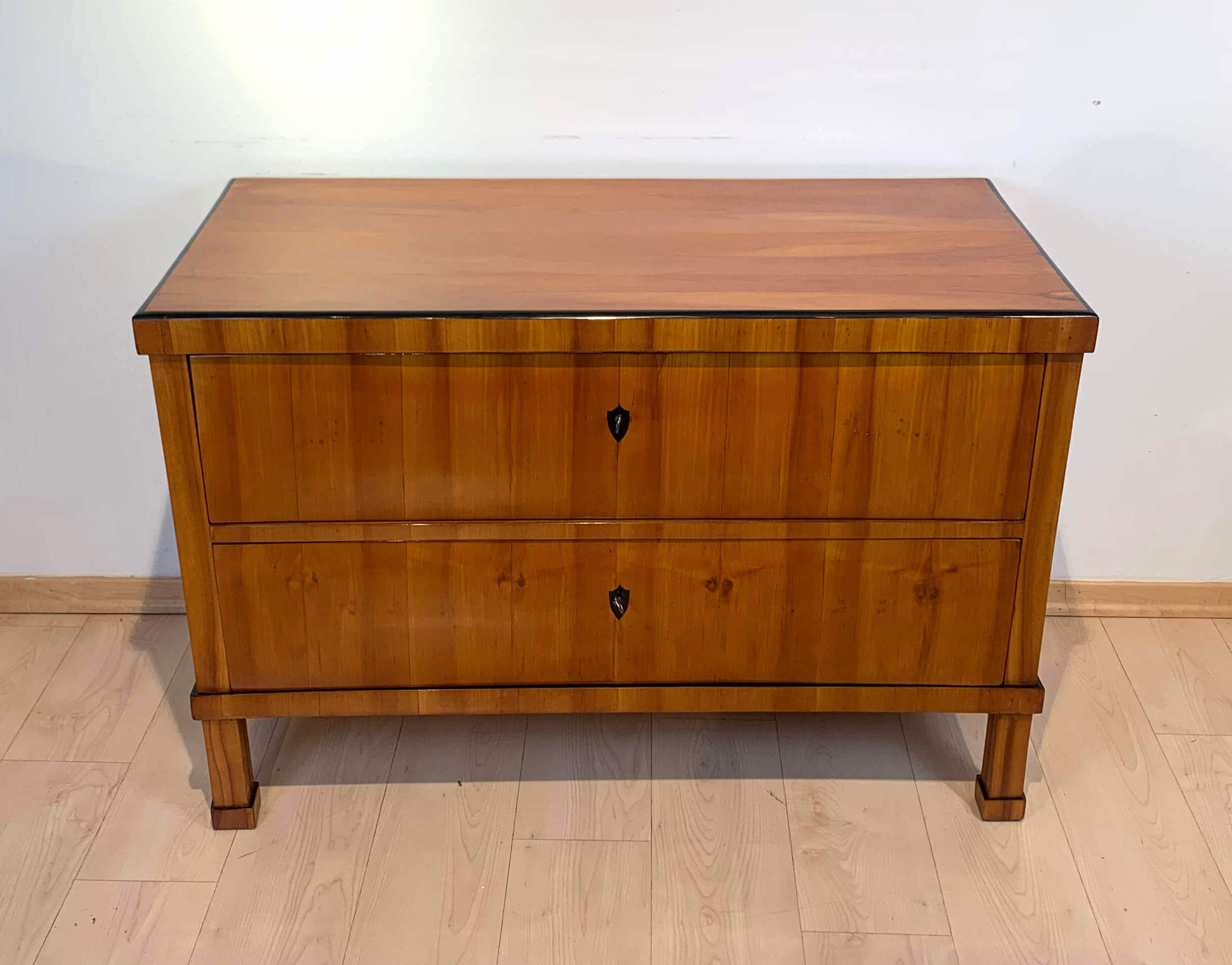 Biedermeier Two Drawer Commode, Cherry Veneer, South Germany, circa 1820