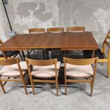 Scandinavian vintage telescopic extendable teak table 1970