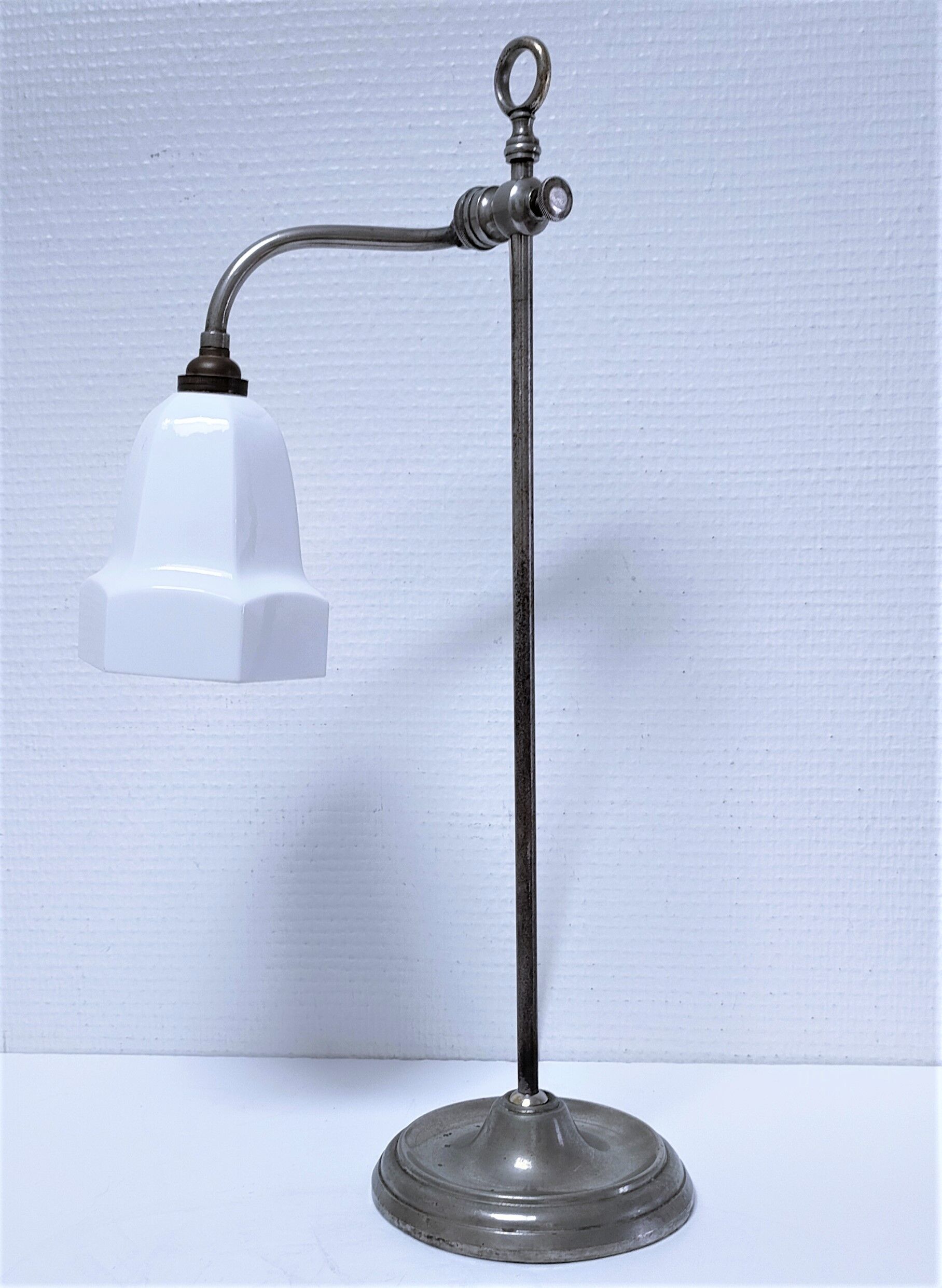 Art deco lamp silver and opaline brass