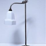 Art deco lamp silver and opaline brass