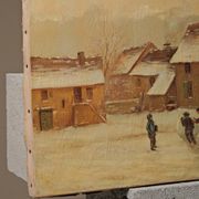 Enfants jouant dans la neige, huile sur toile, signée, vers 1900