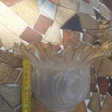 Set of 3 Tulip lampshades in opalescent glass with golden and wavy edges