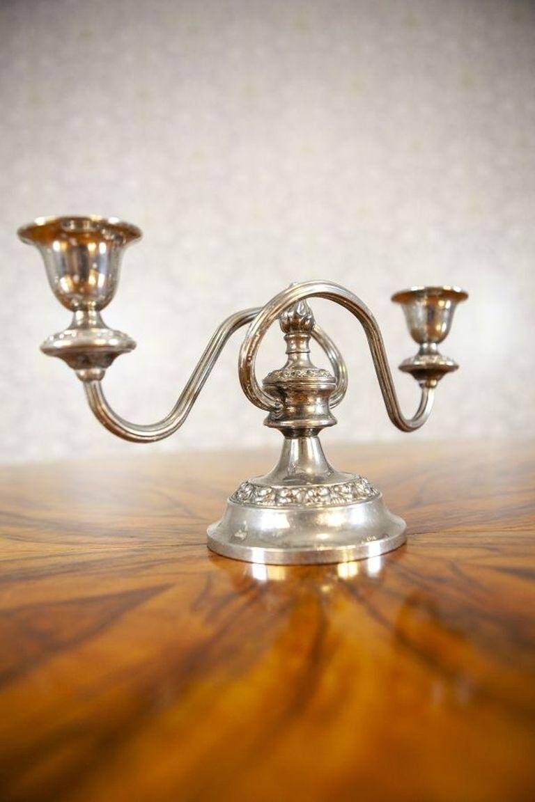 Silver-Plated Two-Armed Candleholder, 1940s