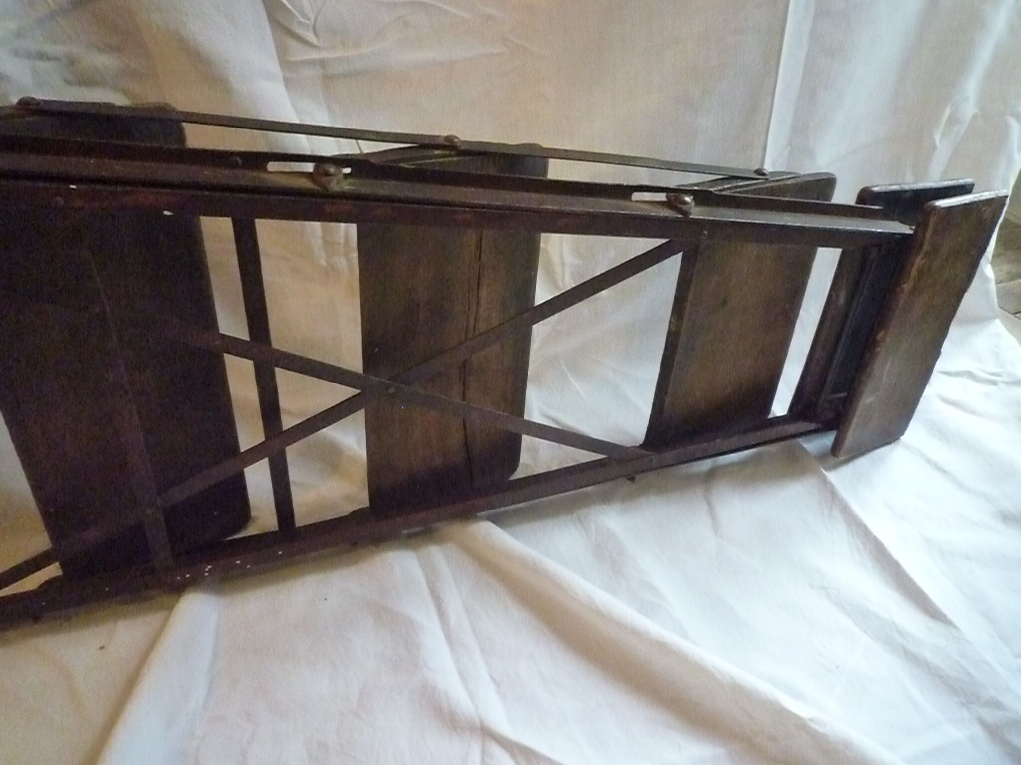 Industrial metal and wood workshop stepladder