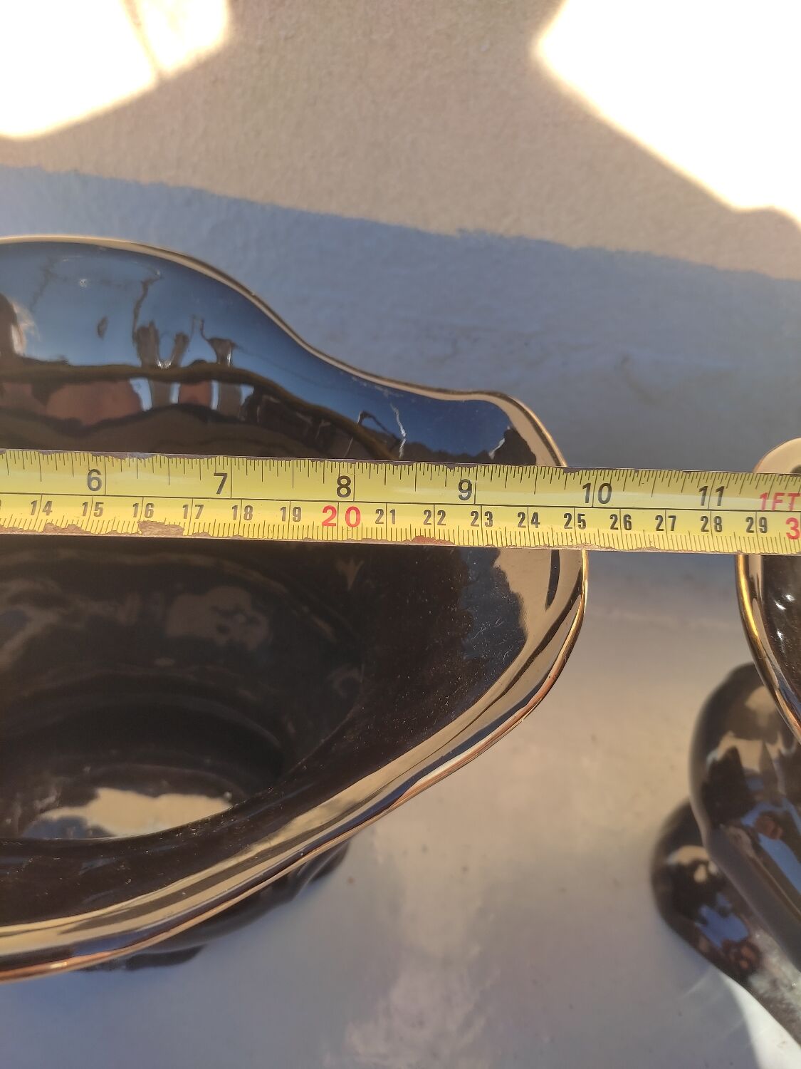 Pair of black earthenware planters