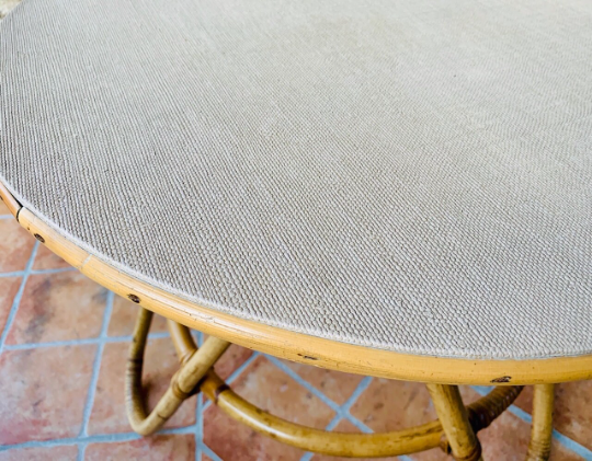 Coffee table in rattan and vintage bamboo, circa 60's