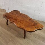 Irregular handmade wooden coffee table from the 60s-70s