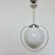Art Deco pendant light in opaline and chrome-plated brass, 1930s-1940s