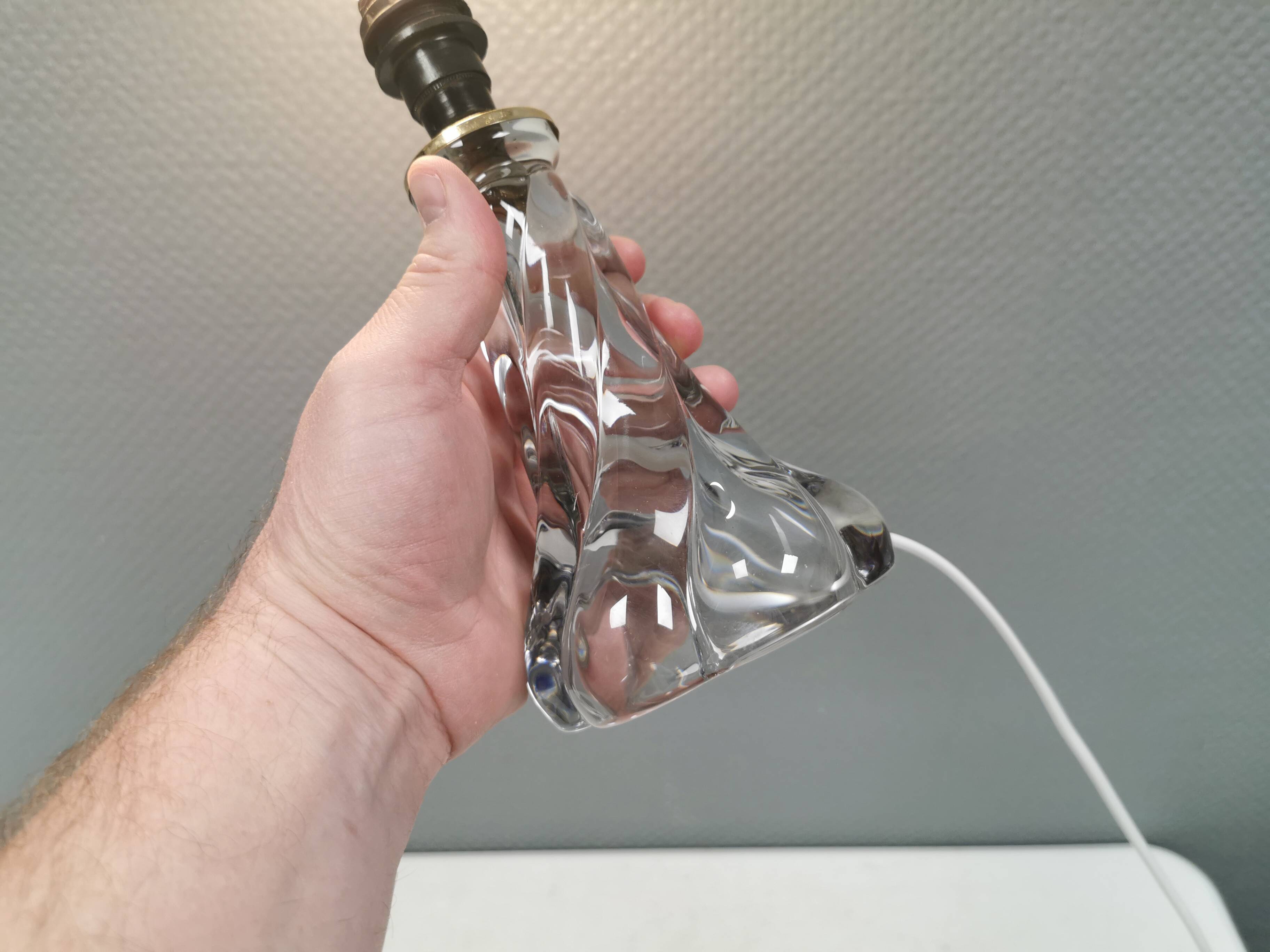 Crystal table lamp from Vannes-le-Châtel, France, 1960s.