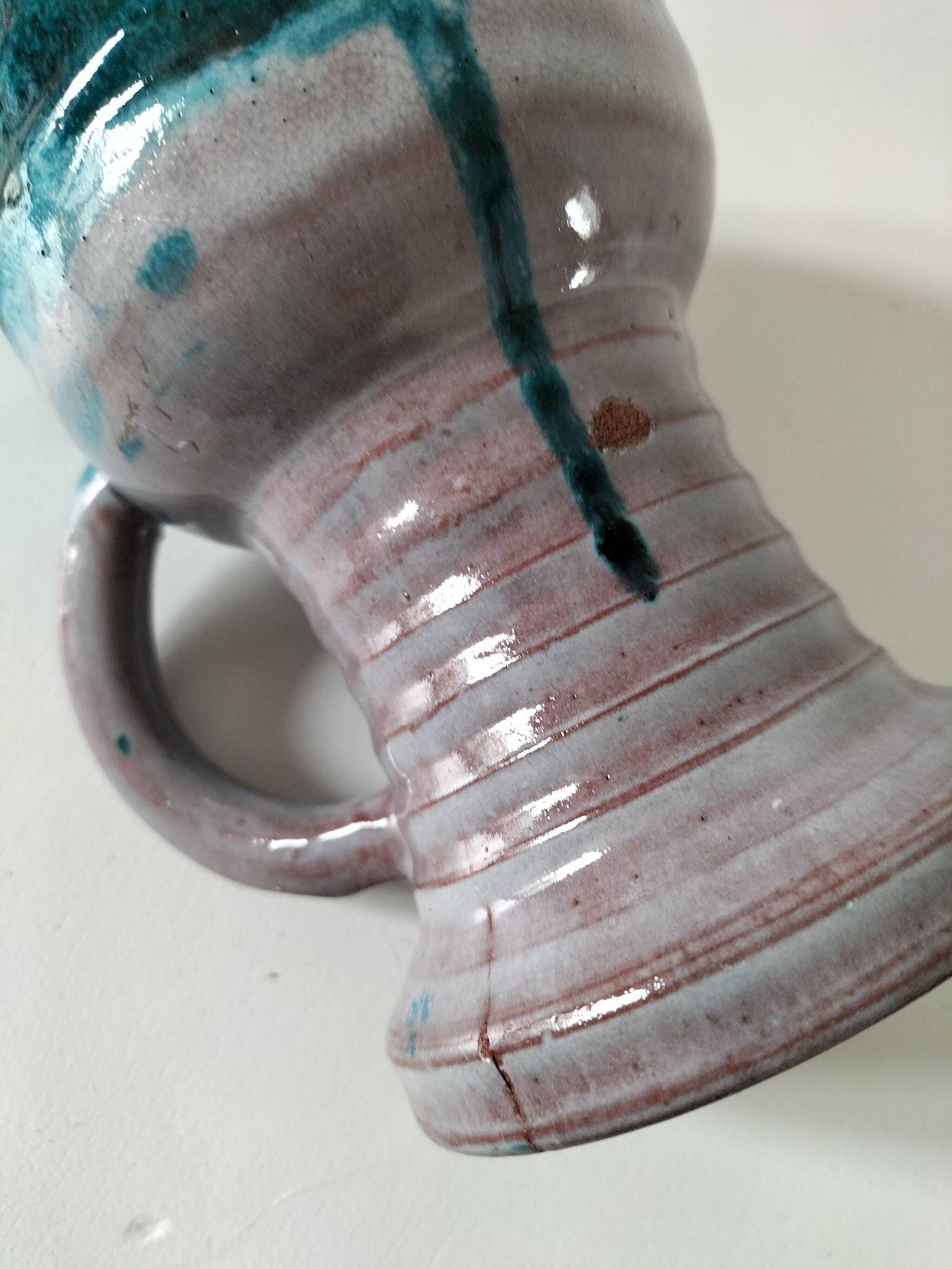Glazed ceramic pitcher by Pichet Accolay, circa 1955–1965.