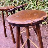 Set of three brutalist tripod stools