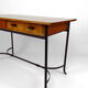 Bureau moderniste en merisier et fer forgé, circa 1980