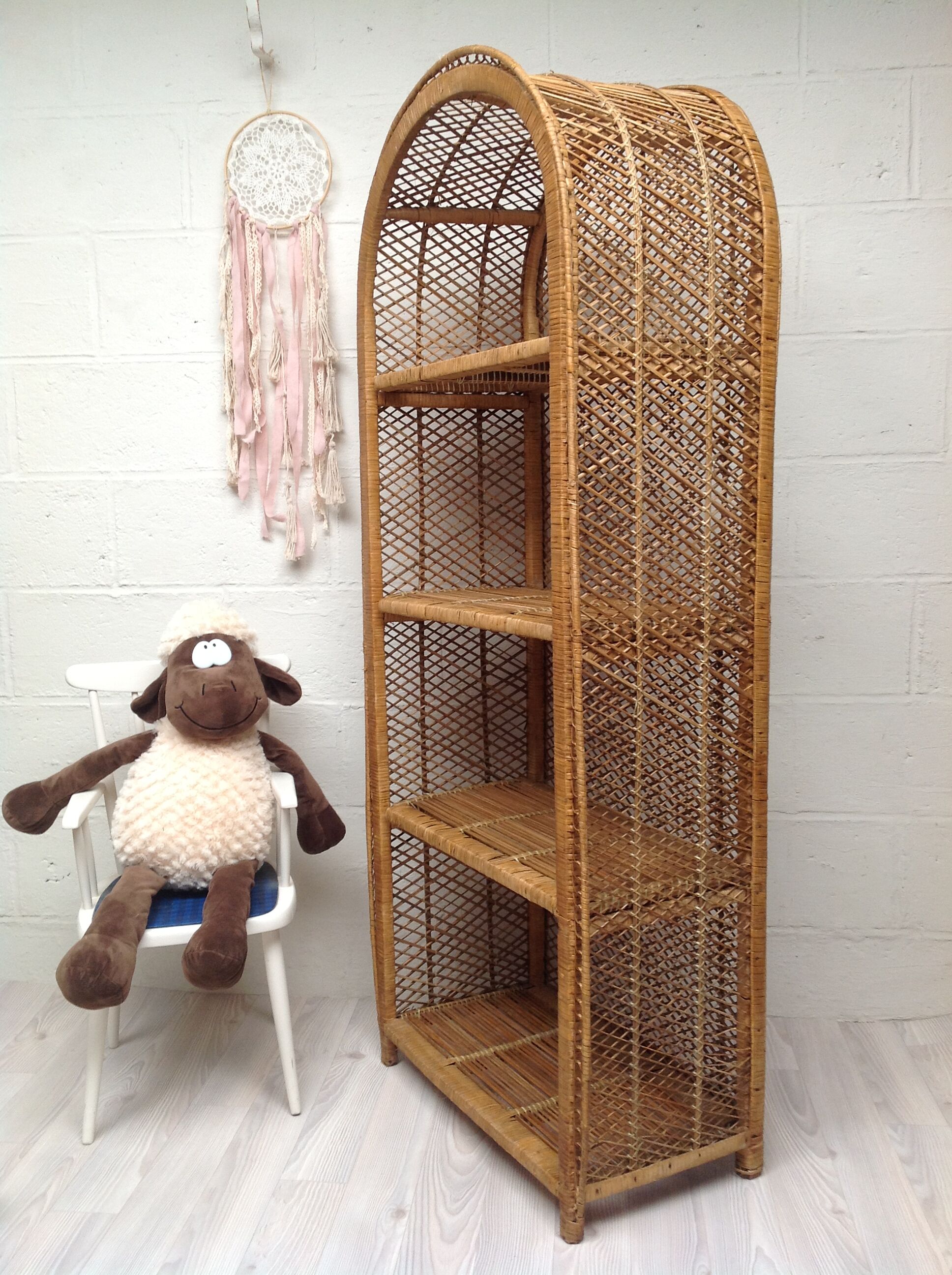 Vintage rattan shelf 1970s