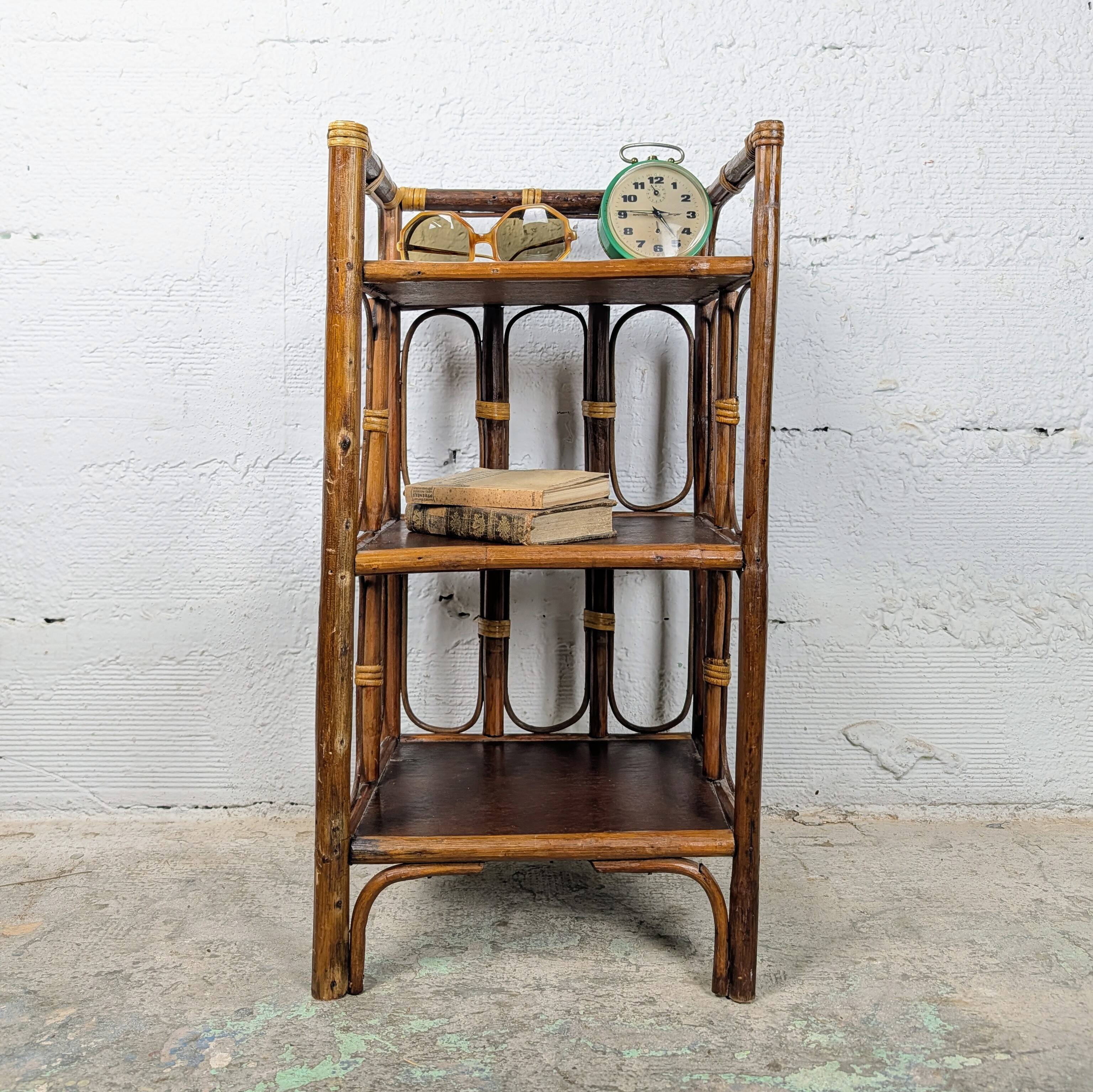 Small rattan and wood shelf