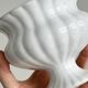 White ribbed porcelain plant pot cover
