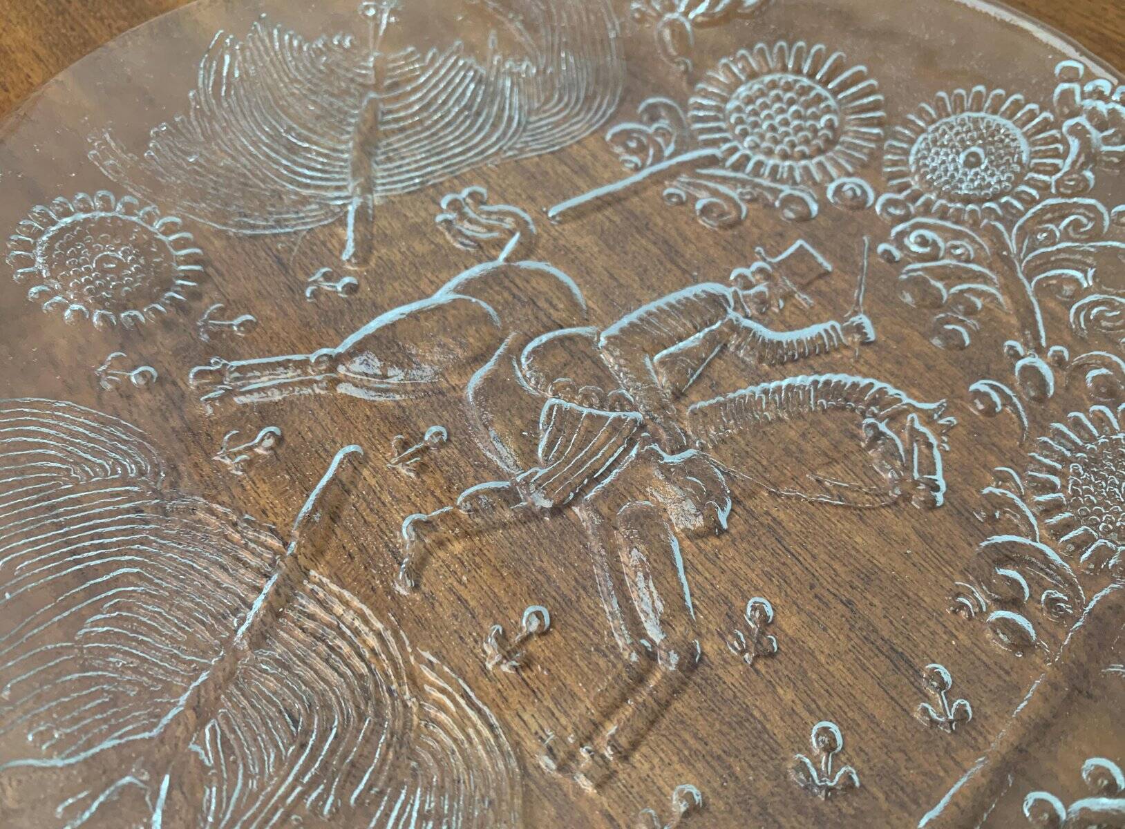 Vintage Swedish glass plate Doran by Goran Warff for Kosta Boda