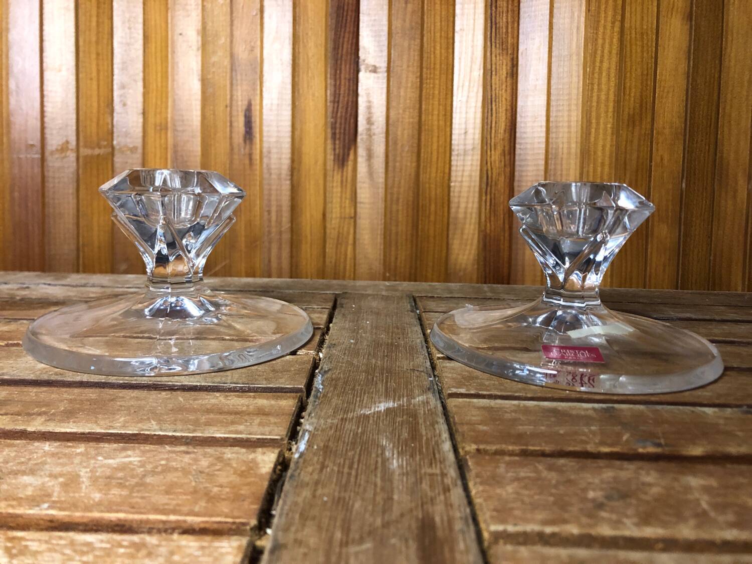 Old pair of cristal d'arques candle holders vintage crystal