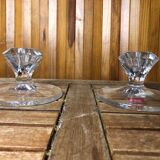 Ancienne paire de bougeoir cristal d’arques cristal vintage