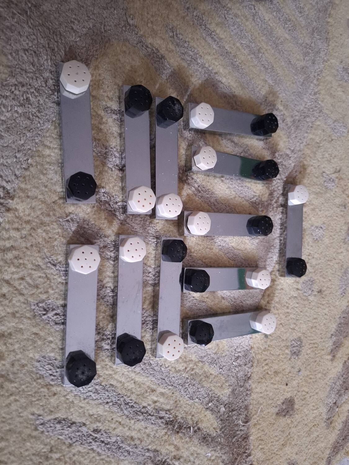 Box of 12 art deco knife holders (salt shaker, pepper shaker)