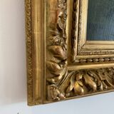 Tableau Ancien Fleur Cadre Doré XIX Huile Toile
