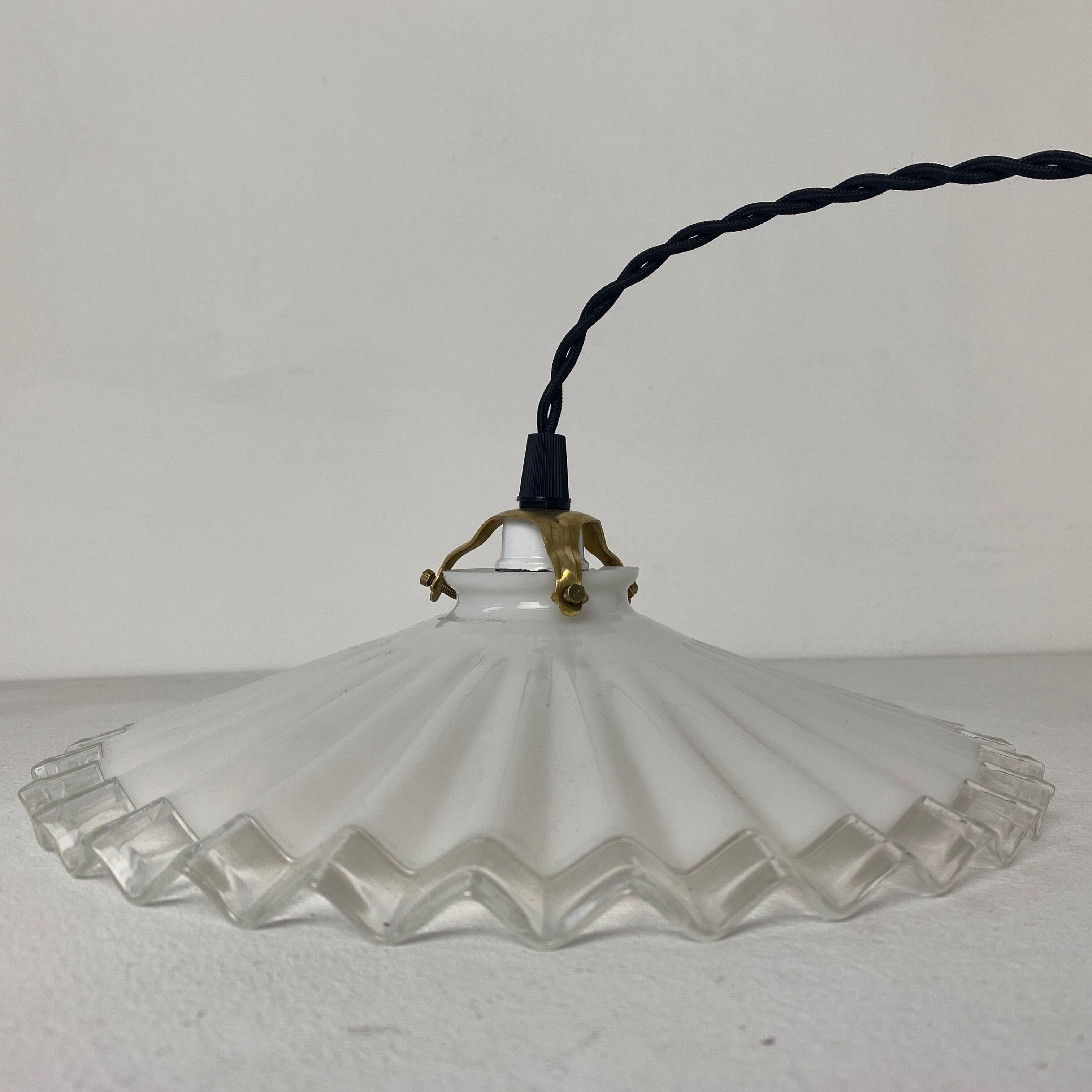 Pair of old vintage opaline pendant lamps