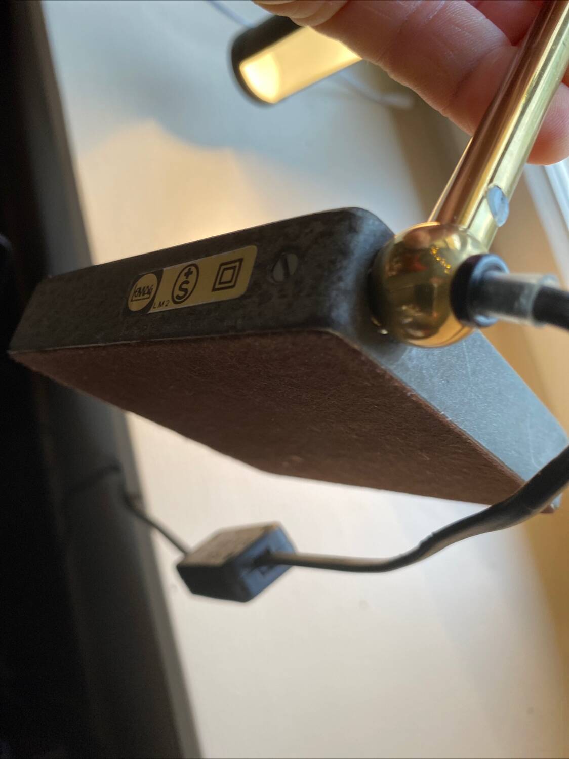 Modernist matte black desk lamp signed Lemag circa 1950