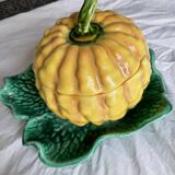 Antique majolica pumpkin jam jar