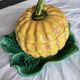 Antique majolica pumpkin jam jar