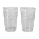 2 water glass cups in old glass engraved from the nineteenth century