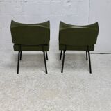 Pair of tubular armchairs, imitation leather. Circa 1950