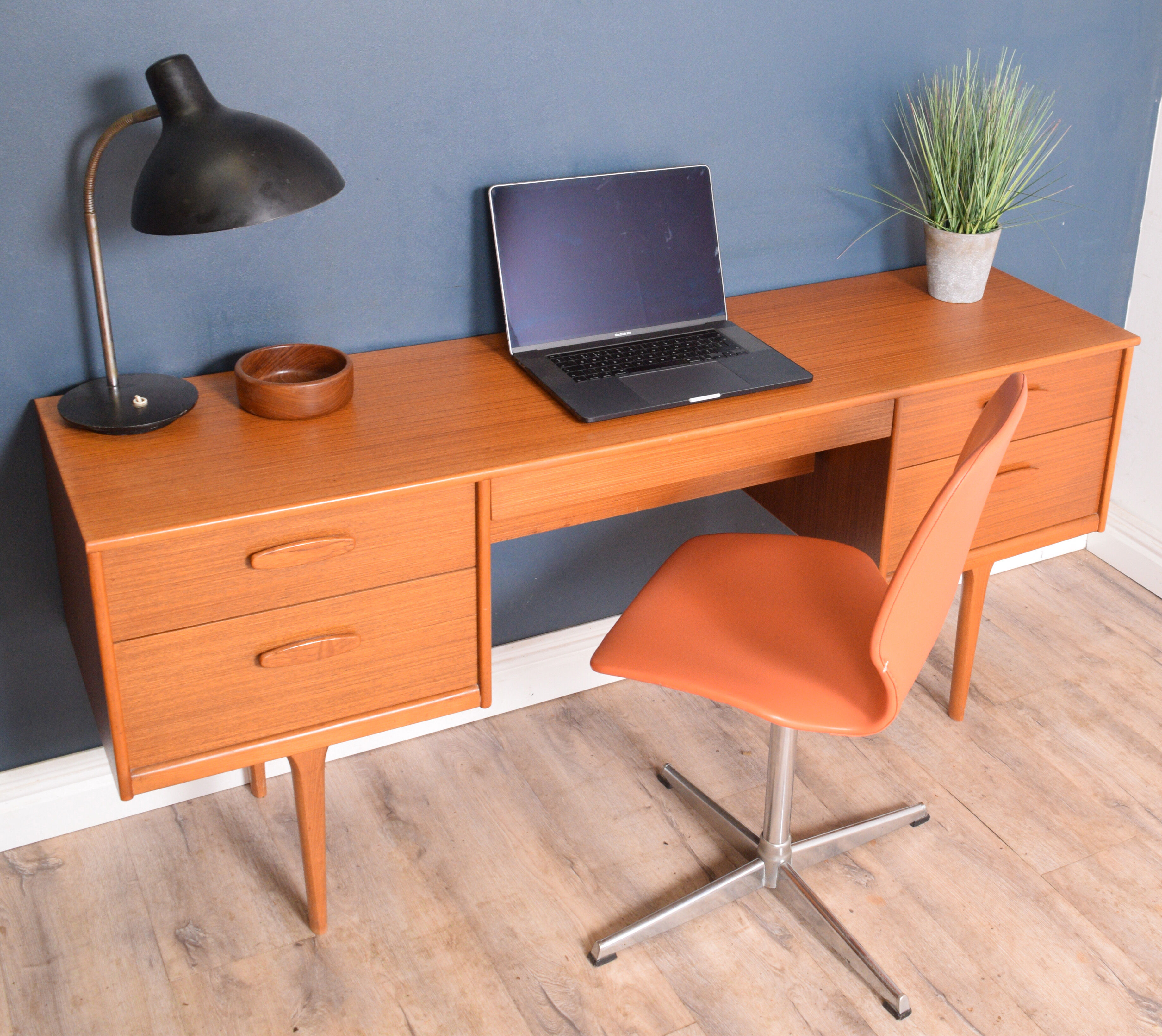 1960s vinyl desk swivel chair chrome base