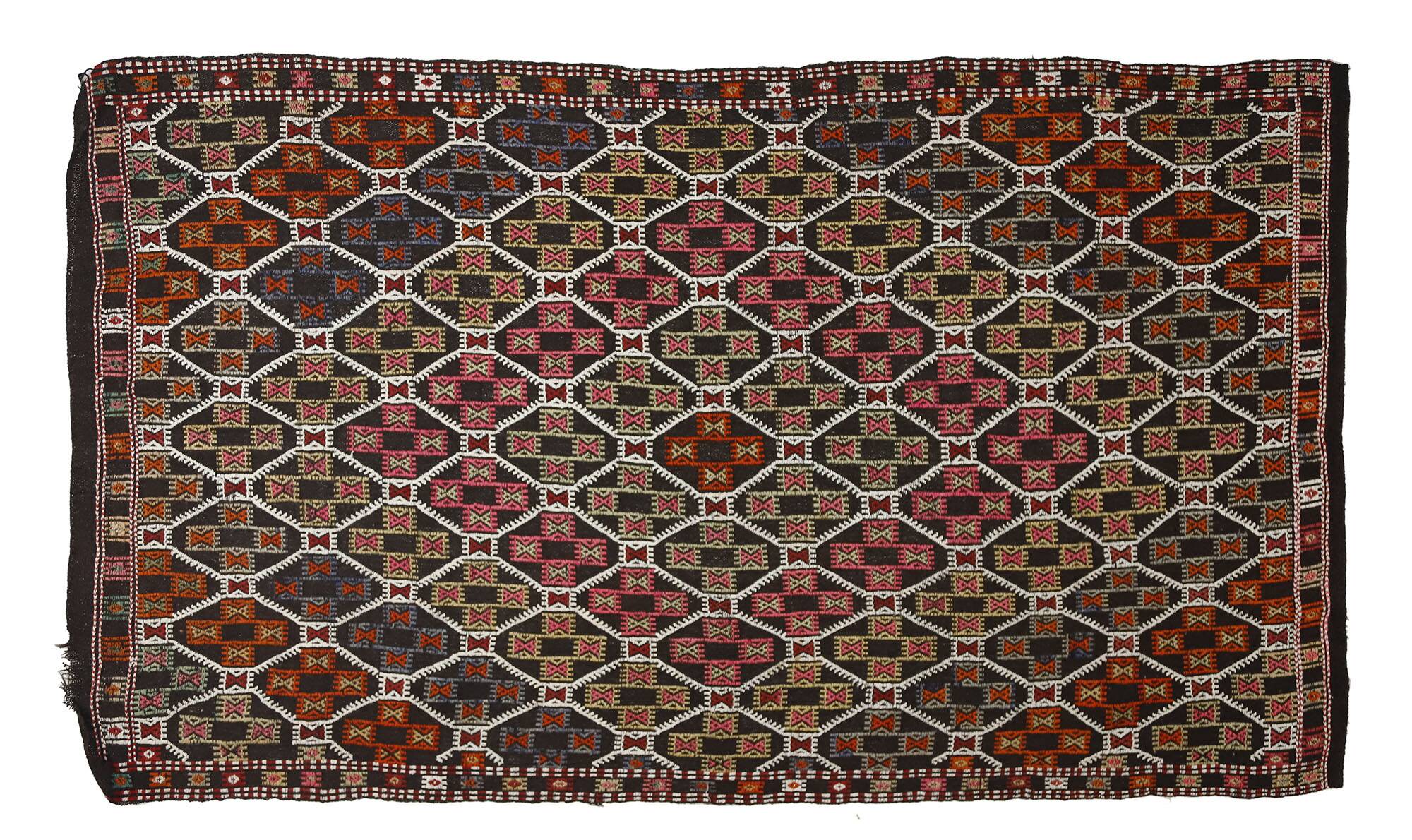 Area kilim rug ,vintage wool turkish handknotted kilim, 300 cmx 165 cm rug